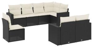 Polyrattan Kerti Ülőgarnitúra - 8 részes - Fekete