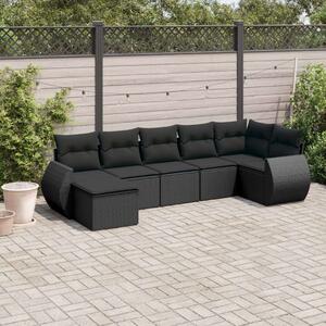 VidaXL Polyrattan Kerti Ülőgarnitúra - 7 részes - Fekete