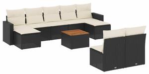 VidaXL Polyrattan Kerti Ülőgarnitúra - 10 részes - Fekete