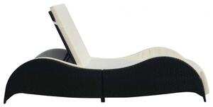 VidaXL Napozóágy - Fekete Polyrattan - 200cm