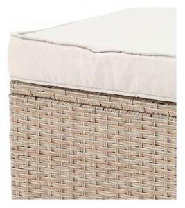 Rattan bézs színű kerti bútor szett – nagy sarokkanapé +asztal+2 puff