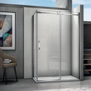 AQUATREND Marina 100x80/120x90 aszimmetrikus szögletes tolóajtós zuhanykabin 8 mm vastag vízlepergető biztonsági üveggel, krómozott elemekkel, 195 cm magas