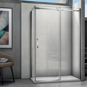 AQUATREND Marina 100x80/120x90 aszimmetrikus szögletes tolóajtós zuhanykabin 8 mm vastag vízlepergető biztonsági üveggel, krómozott elemekkel, 195 cm magas
