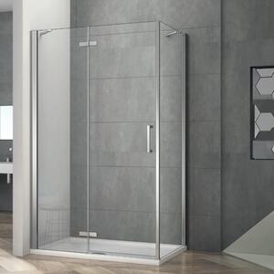 AQUATREND Jade N02 100x80 balos aszimmetrikus szögletes nyilóajtós zuhanykabin 6 mm vastag vízlepergető biztonsági üveggel, krómozott elemekkel, 195 cm magas