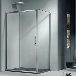 AQUATREND Quick 332 120x90 aszimmetrikus szögletes tolóajtós zuhanykabin 6 mm vastag vízlepergető biztonsági üveggel, krómozott elemekkel, 190 cm magas