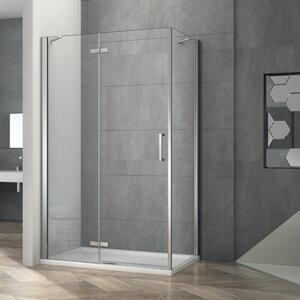 AQUATREND Jade N02 100x80 balos aszimmetrikus szögletes nyilóajtós zuhanykabin 6 mm vastag vízlepergető biztonsági üveggel, krómozott elemekkel, 195 cm magas