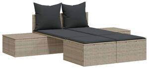 VidaXL Dupla Napozóágy - Polyrattan - 162cm