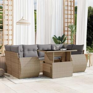 VidaXL Polyrattan Kerti Ülőgarnitúra - 7 részes - Bézs
