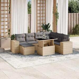 VidaXL Polyrattan Kerti Ülőgarnitúra - 8 részes - Bézs