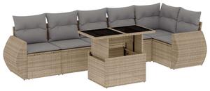 VidaXL Polyrattan Kerti Ülőgarnitúra - 7 részes - Bézs