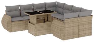 VidaXL Polyrattan Kerti Ülőgarnitúra - 9 részes - Bézs
