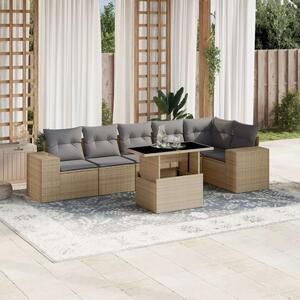 VidaXL Polyrattan Kerti Ülőgarnitúra - 7 részes, Bézs