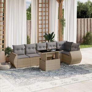 VidaXL Polyrattan Kerti Ülőgarnitúra - 7 részes - Bézs
