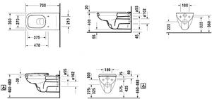 Duravit D-Code wc csésze függesztett mozgássérülteknek fehér 22280900002