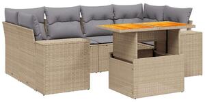 VidaXL Polyrattan Kerti Ülőgarnitúra - 7 részes - Bézs