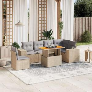 VidaXL Polyrattan Kerti Ülőgarnitúra - 7 részes - Bézs