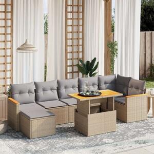 VidaXL Polyrattan Kerti Ülőgarnitúra - 8 részes - Bézs