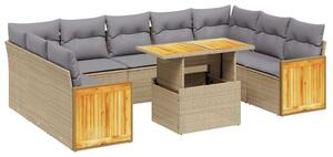 VidaXL Polyrattan Kerti Ülőgarnitúra - 10 részes - Bézs
