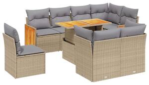 VidaXL Polyrattan Kerti Ülőgarnitúra - 9 részes - Bézs