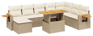 Polyrattan Kerti Ülőgarnitúra - 9 részes - Bézs
