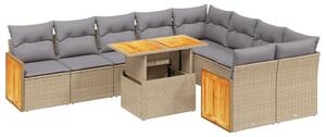VidaXL Polyrattan Kerti Ülőgarnitúra - 10 részes - Bézs