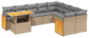 VidaXL Polyrattan Kerti Ülőgarnitúra - 10 részes - Bézs