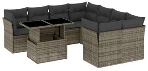 VidaXL Polyrattan Kerti Ülőgarnitúra - 9 részes - Szürke