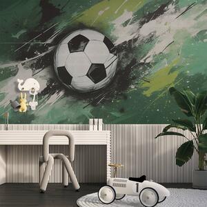 Fotótapéta Focilabda elmosódott graffitivel a háttérben, Fotótapéta tini szoba, Fotótapéta tini szoba futball, w04467 : Uwalls.hu