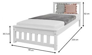 KEYLA egyszemélyes ágy 90x200 - fehér