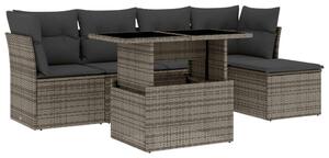 VidaXL 6 részes szürke polyrattan kerti ülőgarnitúra párnákkal