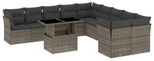 VidaXL Polyrattan Kerti Ülőgarnitúra - 11 részes - Szürke
