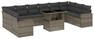 VidaXL 11 részes szürke polyrattan kerti ülőgarnitúra párnákkal