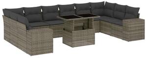 VidaXL Polyrattan Kerti Ülőgarnitúra - 11 részes - Szürke
