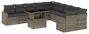 VidaXL 11 részes szürke polyrattan kerti ülőgarnitúra párnákkal