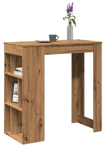Kézműves tölgy szerelt fa bárasztal tárolókkal 102x50x103,5 cm