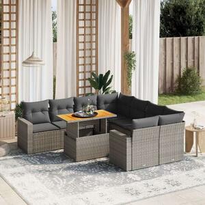 VidaXL Polyrattan Kerti Ülőgarnitúra - 9 részes - Szürke