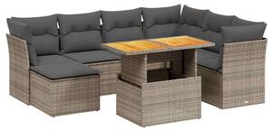 Polyrattan Kerti Ülőgarnitúra - 8 részes - Szürke