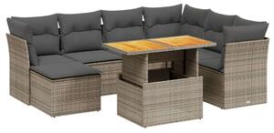 Polyrattan Kerti Ülőgarnitúra - 8 részes - Szürke