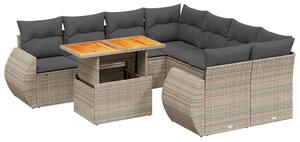 VidaXL Polyrattan Kerti Ülőgarnitúra - 9 részes - Szürke