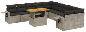 VidaXL Polyrattan Kerti Ülőgarnitúra - 11 részes - Szürke