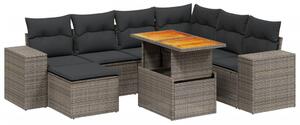 VidaXL Polyrattan Kerti Ülőgarnitúra - 8 részes - Szürke