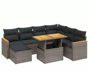 VidaXL Polyrattan Kerti Ülőgarnitúra - 8 részes - Szürke