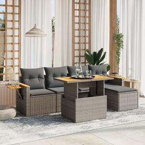 VidaXL Polyrattan Kerti Ülőgarnitúra - 6 részes - Szürke