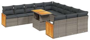 VidaXL Polyrattan Kerti Ülőgarnitúra - 11 részes - Szürke