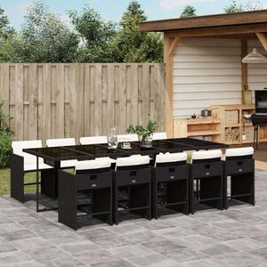 VidaXL Polyrattan Kerti Étkezőgarnitúra - 11 részes - Fekete