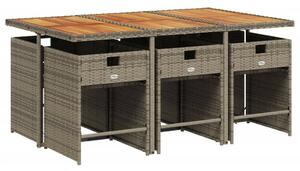 VidaXL Polyrattan Kerti Étkezőgarnitúra - 7 részes - Szürke