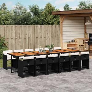 VidaXL 13 részes fekete polyrattan kerti ülőgarnitúra párnákkal