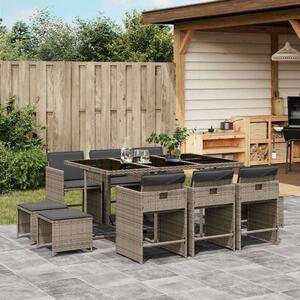 VidaXL 11 részes szürke polyrattan kerti ülőgarnitúra párnákkal
