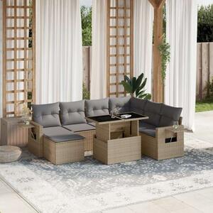 VidaXL Polyrattan Kerti Ülőgarnitúra - 8 részes - Bézs