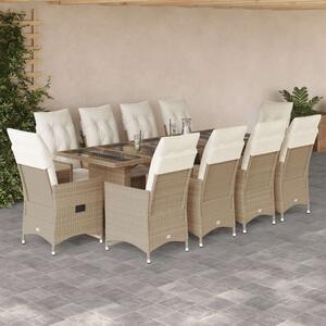 VidaXL Polyrattan Kerti Bútor - 11 részes Bisztrókészlet - Bézs